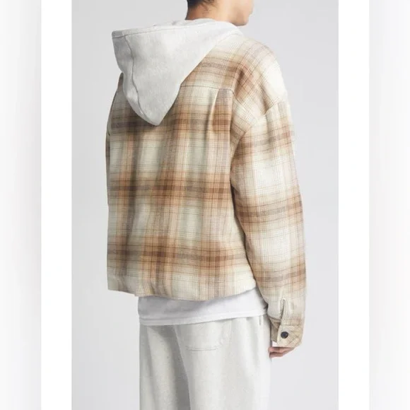 Elwood FLANNEL SHACKET In BROWN SHADOW PLAID Boxy Cropped Fit Sz XXL Men’s - Picture 2 of 9